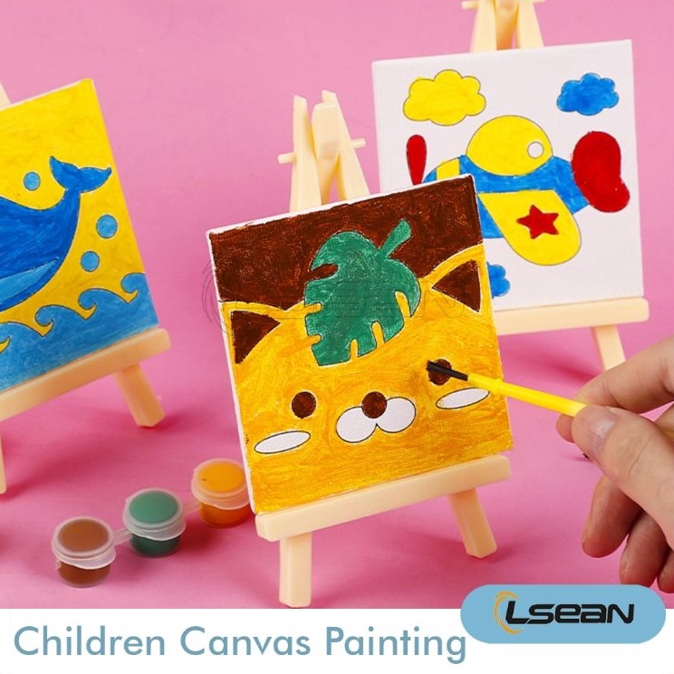 

Ready Sekarang Set DIY Painting Menggambar Melukis Mini Canvas Lengkap Dengan Easel Kuas dan 3 Cat