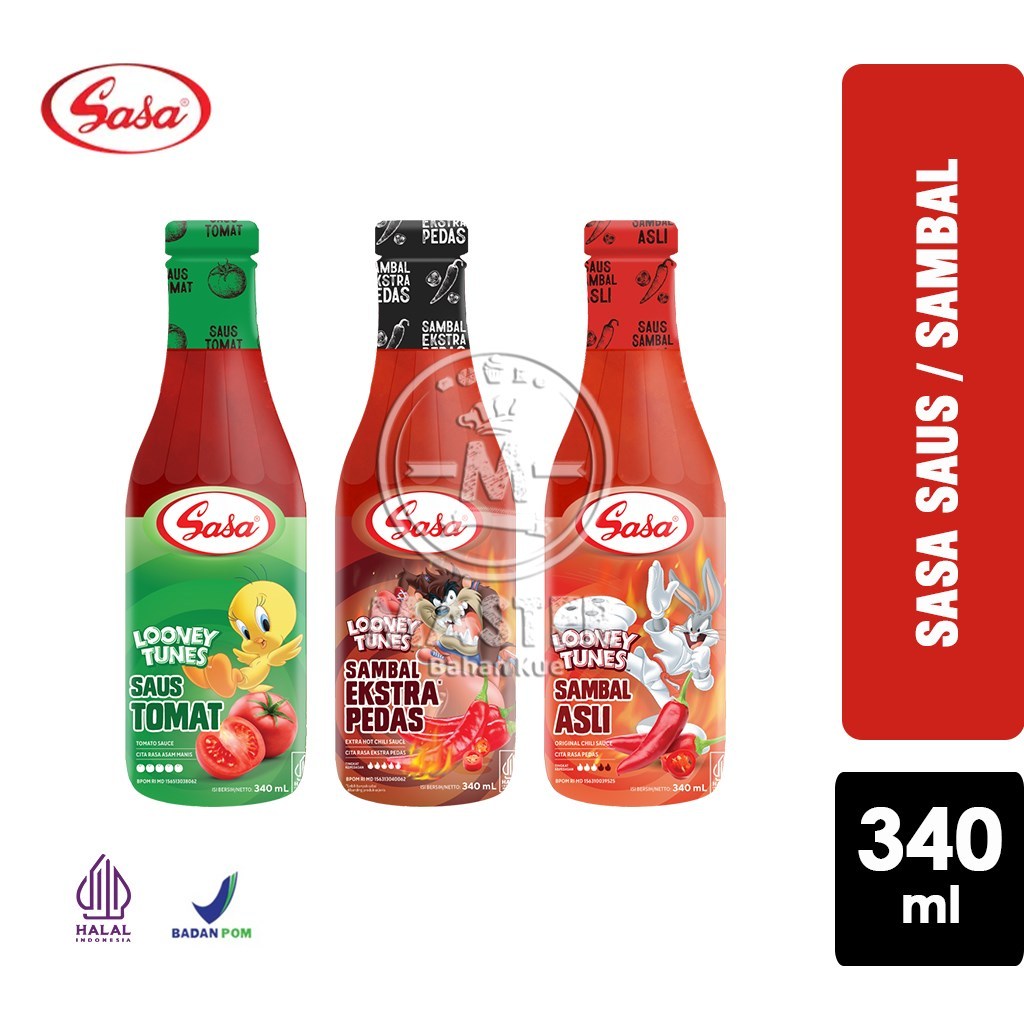 

Sasa Saus Tomat / Sambal Asli / Sambal Ekstra Pedas All Varian Kemasan Kecil Botol Kaca [340ml]