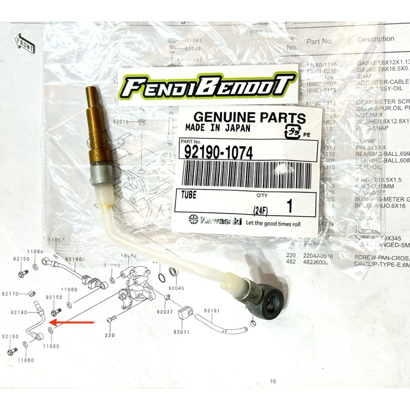 TUBE SELANG POMPA OLI SAMPING NINJA R SS RR ORIGINAL JAPAN 92190-1074