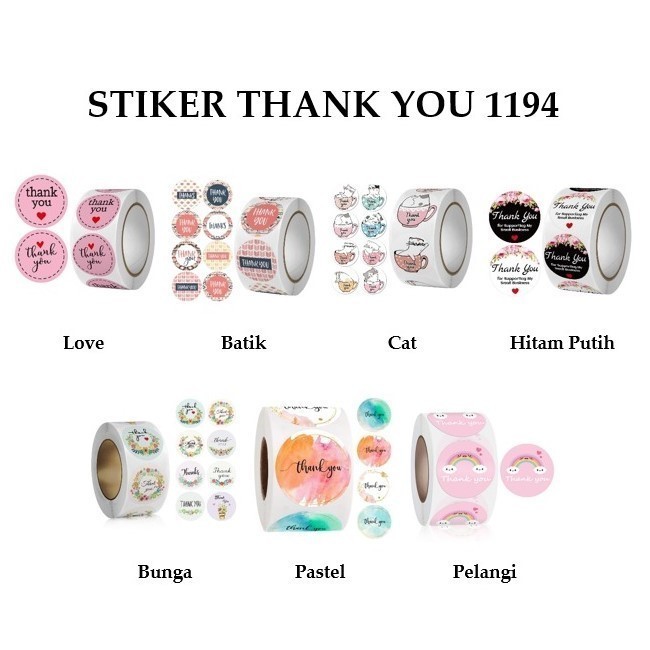 

MINKY - 1 Roll Sticker Thank You Isi 500 Pcs /Stiker Thank You motif batik