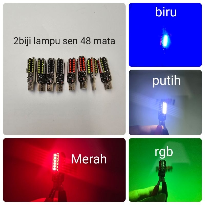 2 Biji Lampu Sen T10 48 Mata 2Mode Putar Dan Kedip - Lampu Sen Variasi 48 Led RGB Dan Warna Lainnya 