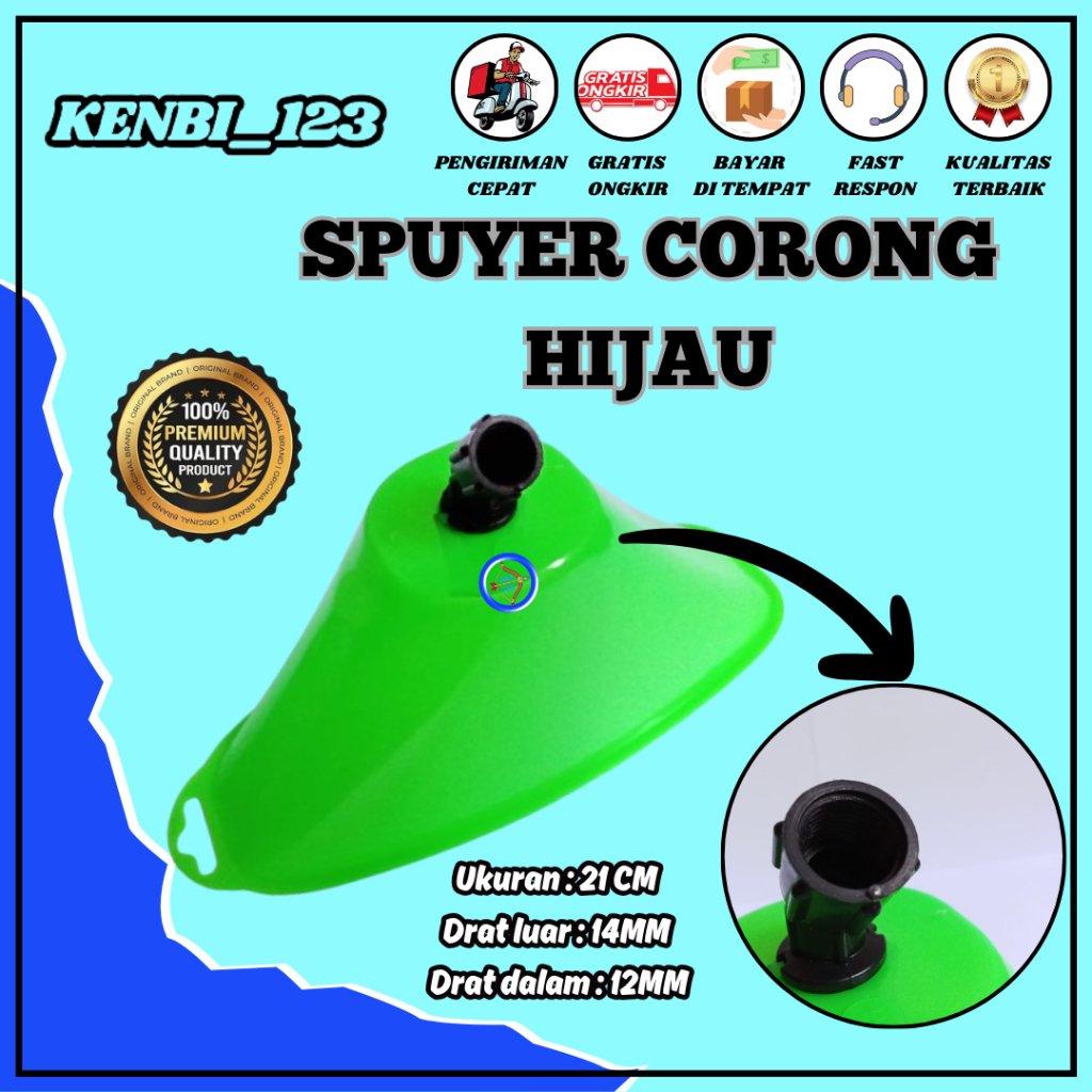 SPUYER / NOZZLE SPRAYER / NOZZLE PLASTIK CORONG ANTI ANGIN FUN 25 CORONG SPRAYER WARNA HIJAU LONJONG