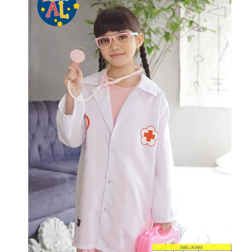 JAS DOKTER ANAK 1-10 TAHUN/jas dokter anak murah/jas dokter anak kecil/Baju Profesi Anak/jas dokter 