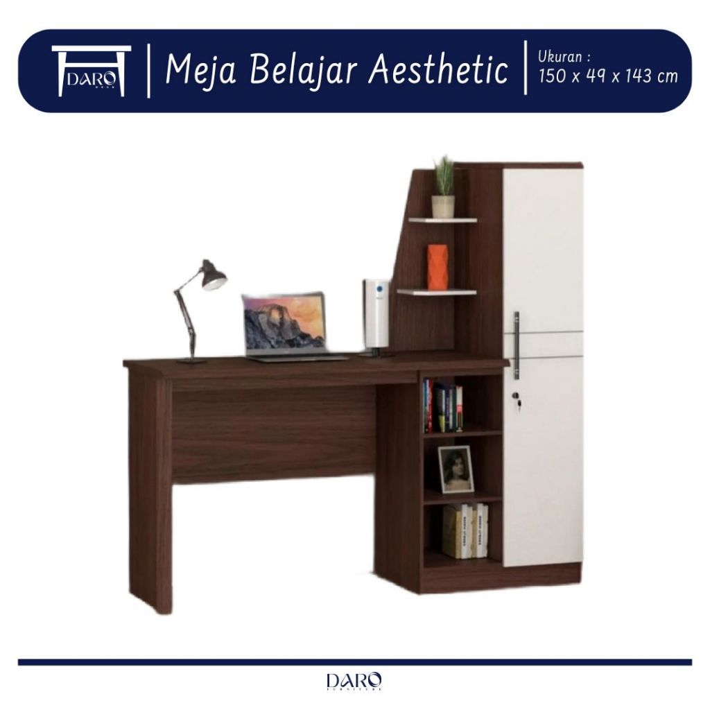 Meja Belajar Minimalis Dengan Rak Buku