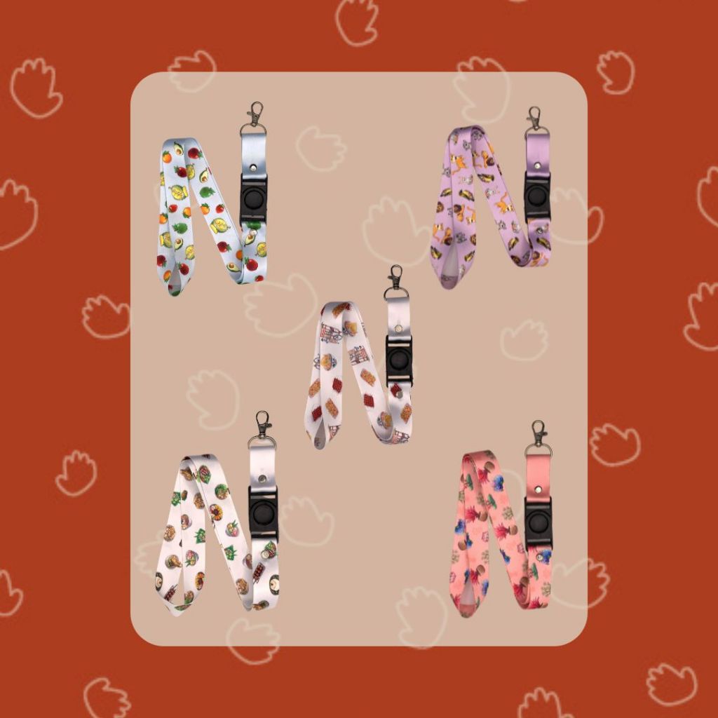 

DariKota Lanyard aneka gambar makanan buah buahan bunga hewan merchandise original art watercolour digital polyester|art print oleh oleh khas malang