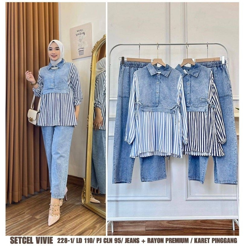 VIVIE SET JEANS ONE SET WANITA TERKINI