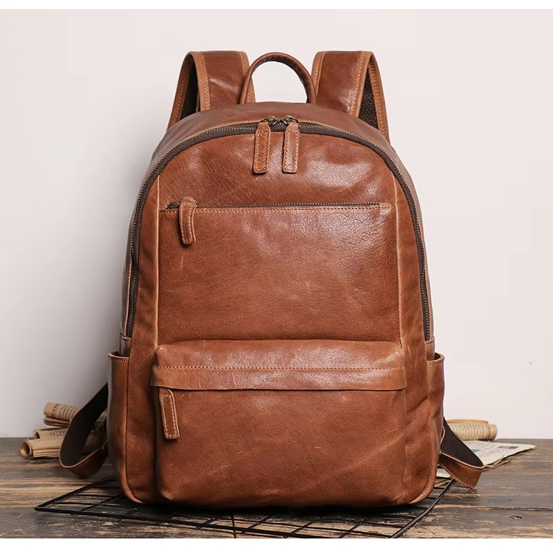 Tas ransel kulit travel pria dan wanita-Tas kulit asli garut