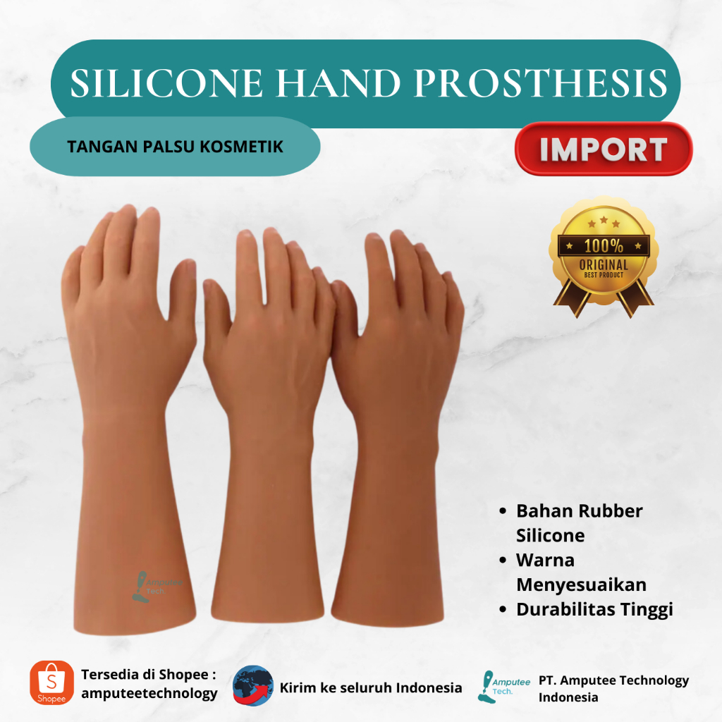 Hand Silicone Prosthesis | Tangan Palsu Kosmetik Silikon Berkualitas Impor Semi Elastis | Tangan Tir