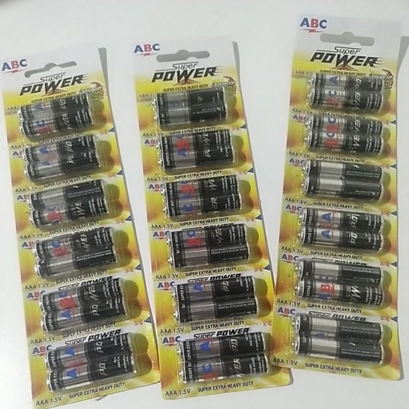 batu baterai ABC AAA super power ukuran kecil renceng isi 12 pcs / batre remot ABC ukuran A3 per lus