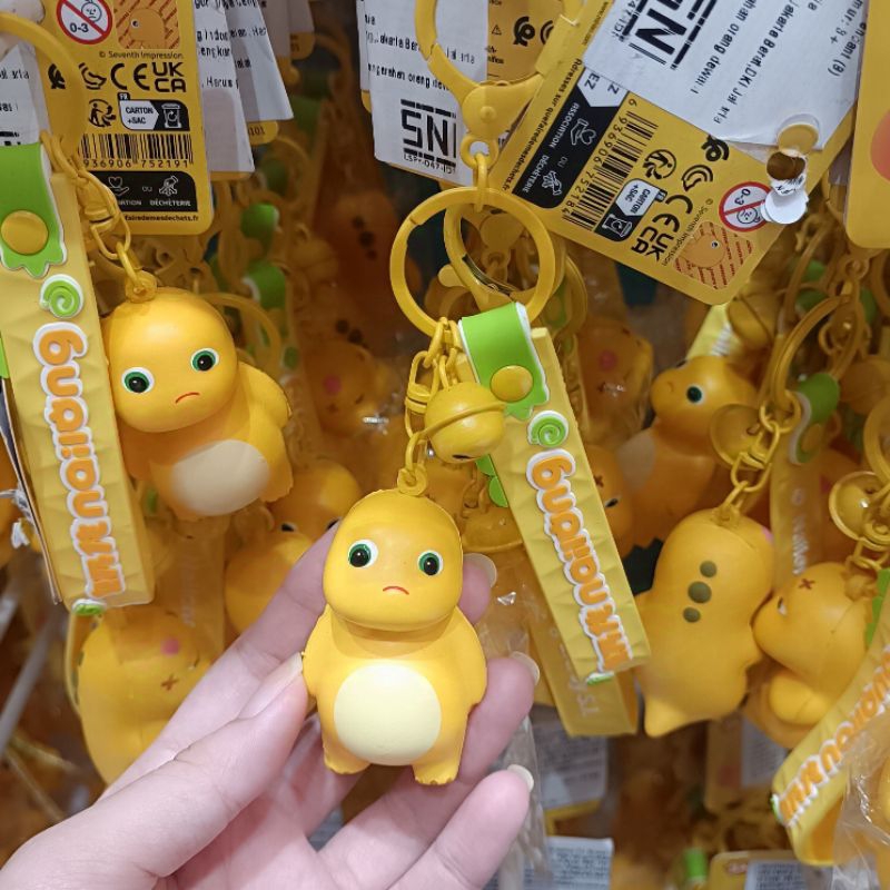 Nai Long | Dino Kuning Gantungan Kunci Miniso Squishy | Nai Loong Squishy Keychain Miniso