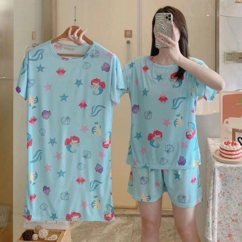 Setelan Hotpants Impor 3in1 Free Daster Lengan Pendek Tidak Busui Friendly | Daster Wanita  Baju Tid
