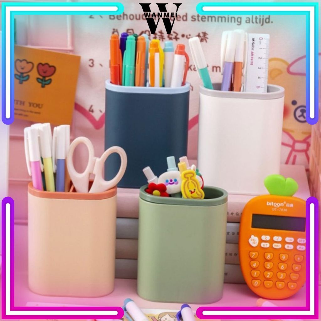 

Tempat Pensil dan Pulpen Pen Holder 2Sekat/Kotak Penyimpanan Alat Tulis Hiasan Meja Kantor Serbaguna