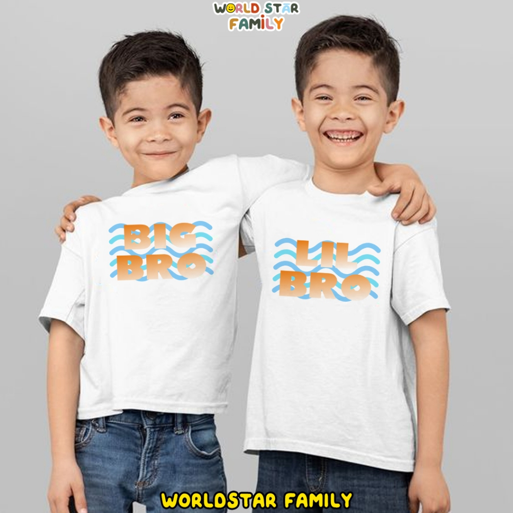 WSF Kaos Couple Keluarga Big Bro Lil Bro Kaos kakak Adik Kaos abang adik Kaos Couple Keluarga  Lucu 