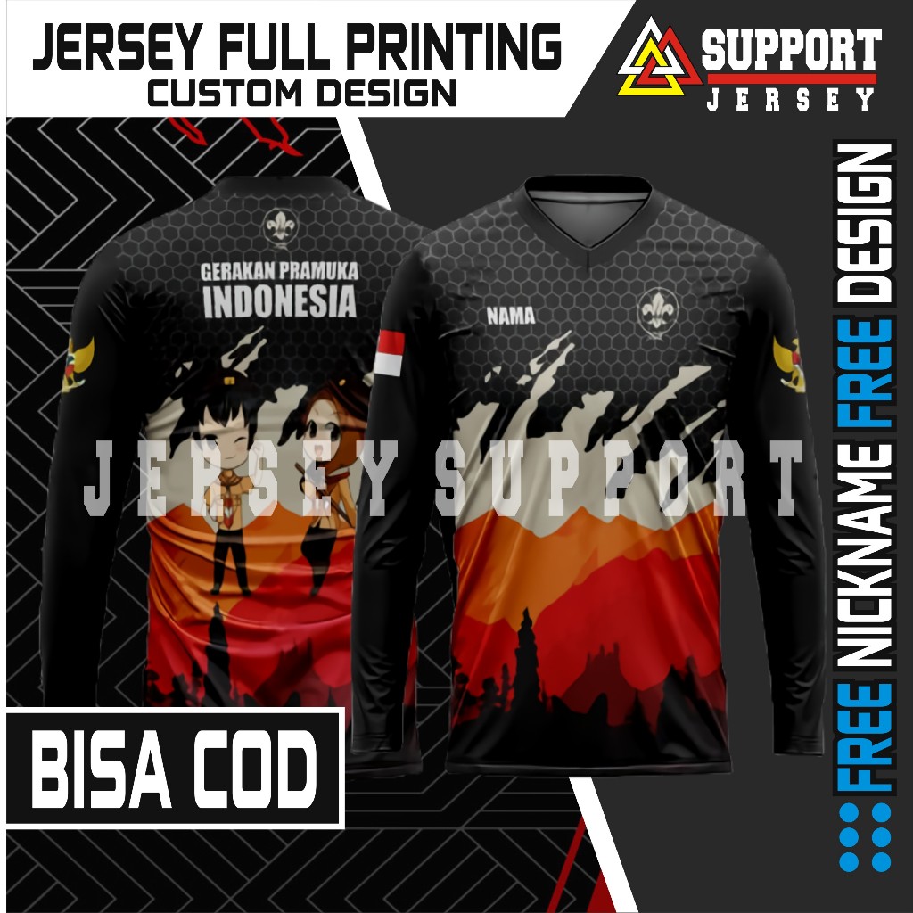 Jersey pramuka  full printing custom tanpa sablon lengan panjang