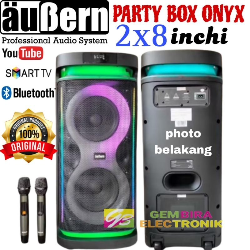 Speaker Aktif Portable Aubern Party Box Onyx Double Speaker 8 inch Original