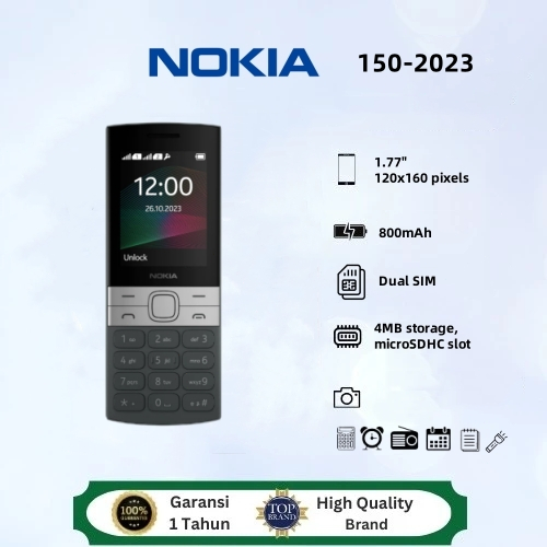 HP Nokia 150 (2023)  Murah Tahan Banting Dual SIM, Radio FM Baterai Tahan Lama Handphone Cuci Gudang