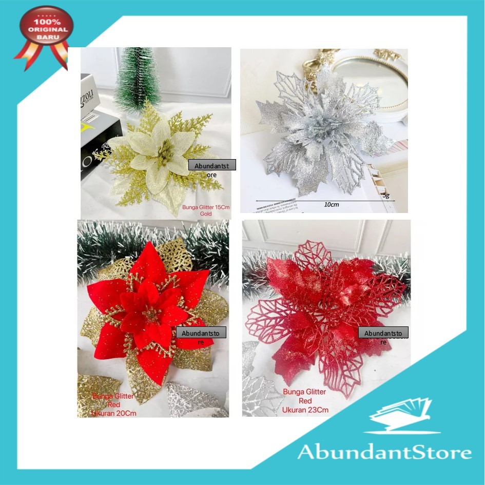 Hiasan Accesories Bunga Gliter Natal