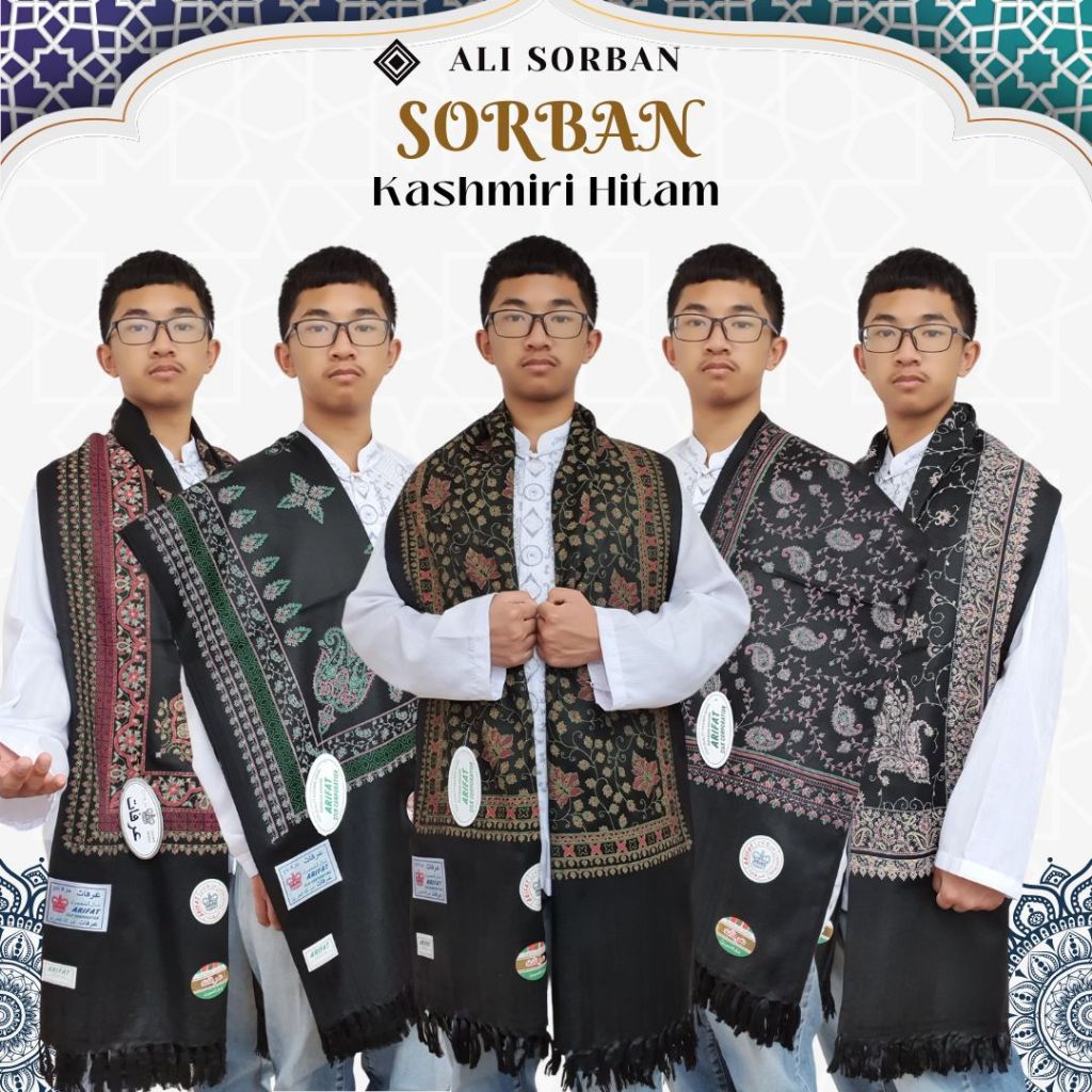 Sorban Kashmiri Print Hitam Arifat