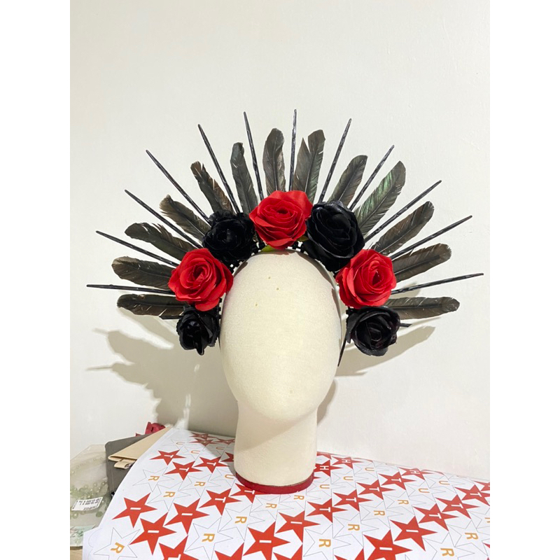 Bando Halloween, Bando Halloween Mawar Merah Dan Hitam, Bando Cosplay Halloween