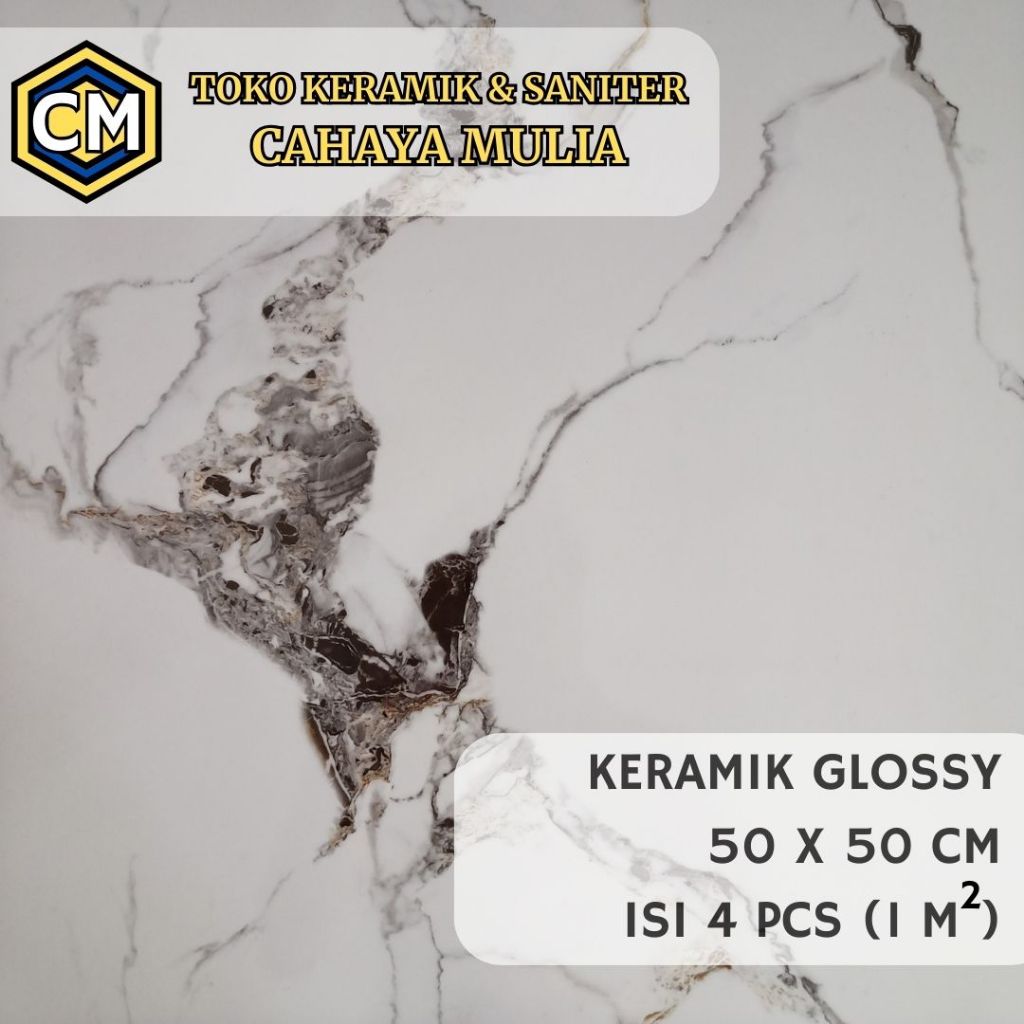Keramik 50x50 Cutting (Semi Granit) White Carara 3