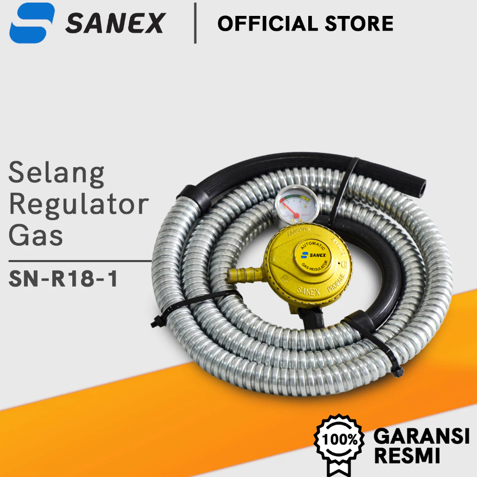 Sanex Paket Selang Gas Fleksibel dan Regulator Kompor Gas Meter Tekanan Rendah Otomatis - SNR181