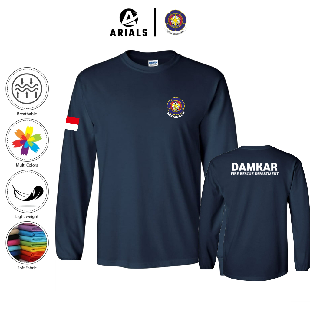 Arials Kaos Baju Lengan Panjang Pemadam Kebakaran DAMKAR FIRE RESCUE DEPARTMENT