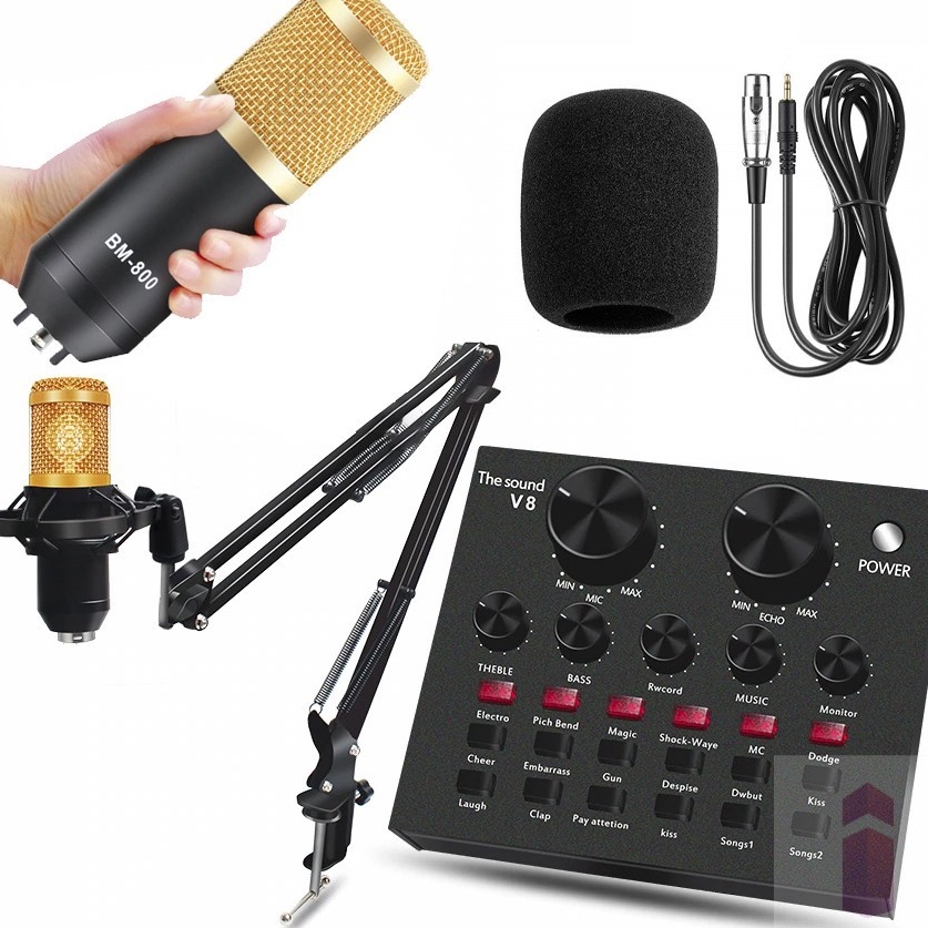Pasti Datang  Mixer Soundcard External V8  Microphone BM 8 Broadcast Mikrofon Podcast Mic Audio Yout
