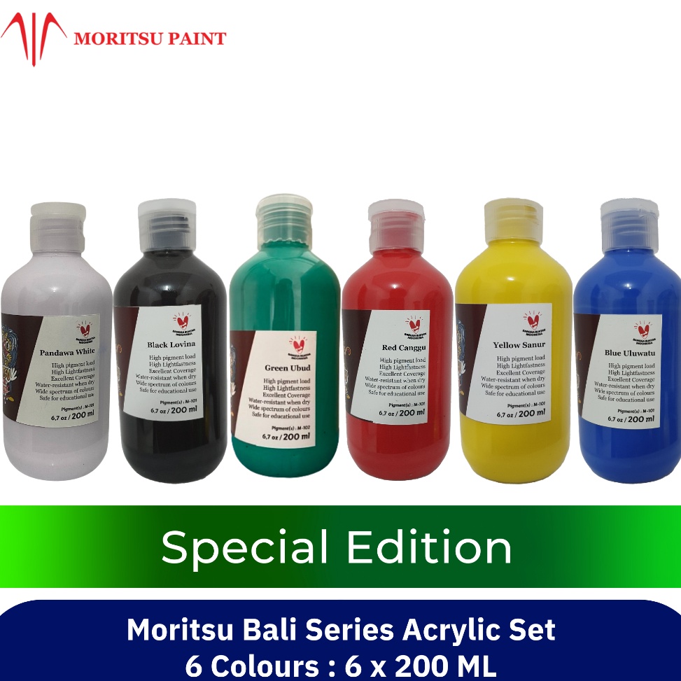 

KODE R6V2 Cat Akrilik Set Moritsu Acrylic Paint Bali Series 2 ML 6 Colours