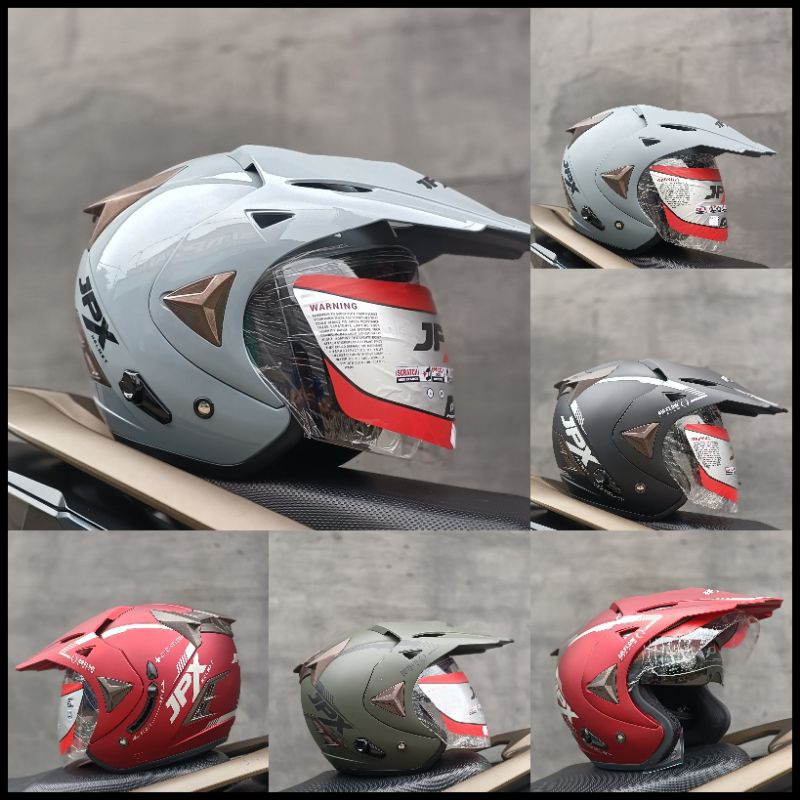 HELM JPX SUPERMOTO SOLID, SEMI TRAIL,DOBLE VISOR, ORIGINAL