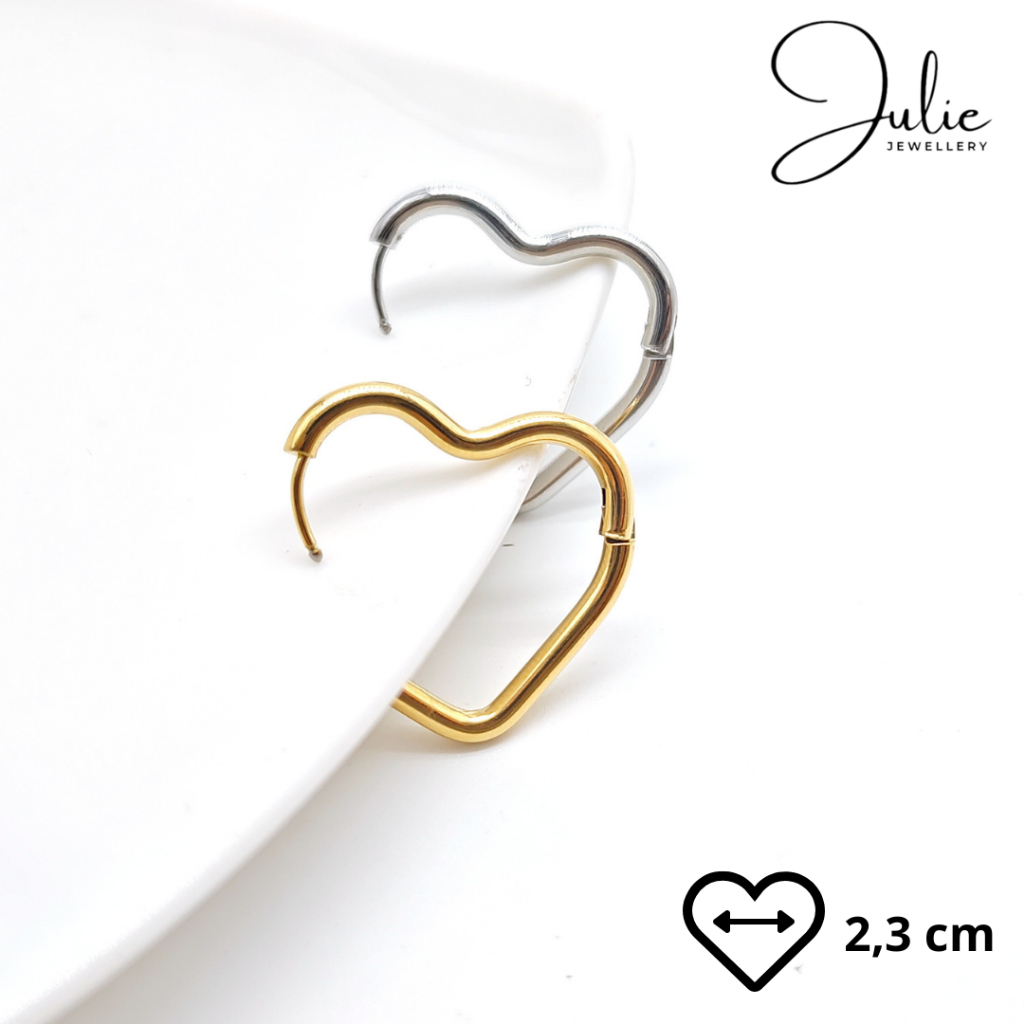 Julie - Anting Hoop Hati Dewasa Titanium Steel