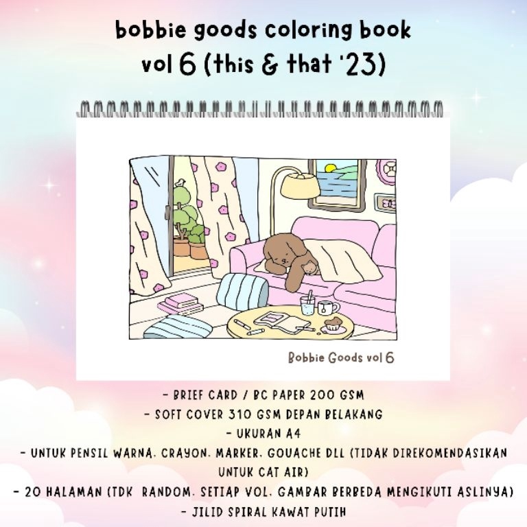 

KODE W2X9 Bobbie Goods Coloring Book Vol 6 This and That 2 halaman buku mewarnai kertas BC tebal 2 gsm