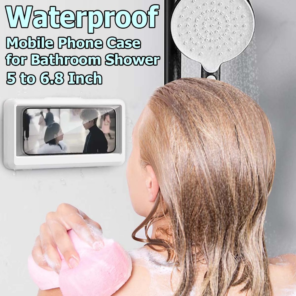 Holder HP Kamar Mandi Shower Anti Air touchscreen tetap sensitif Waterproof Kamar mandi dinding