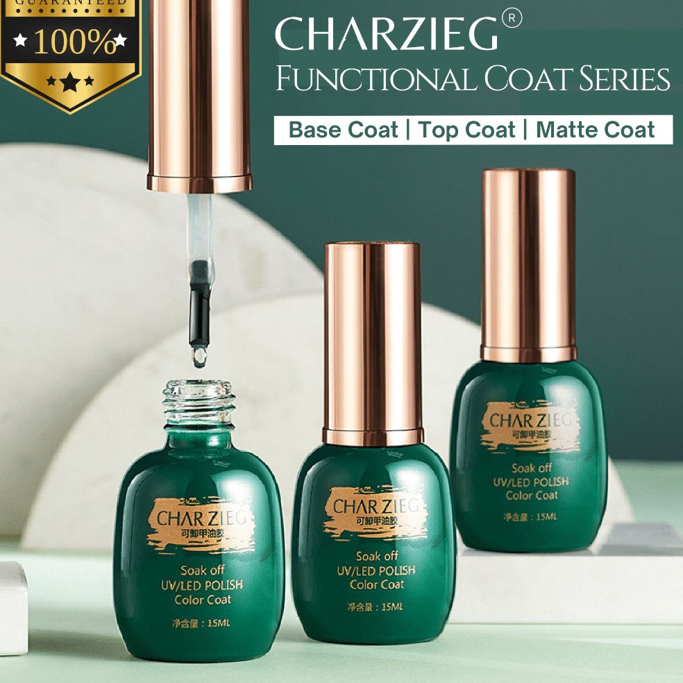 Garansi Terbaik AB Charzieg Base Top Matte Coat UV GEL POLISH NAIL GEL POLISH  KUTEK GEL UV CHARZIEG
