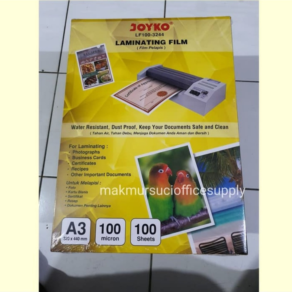 

KODE T5Z9 Plastik laminating A3 joyko 1 micron laminasi panas
