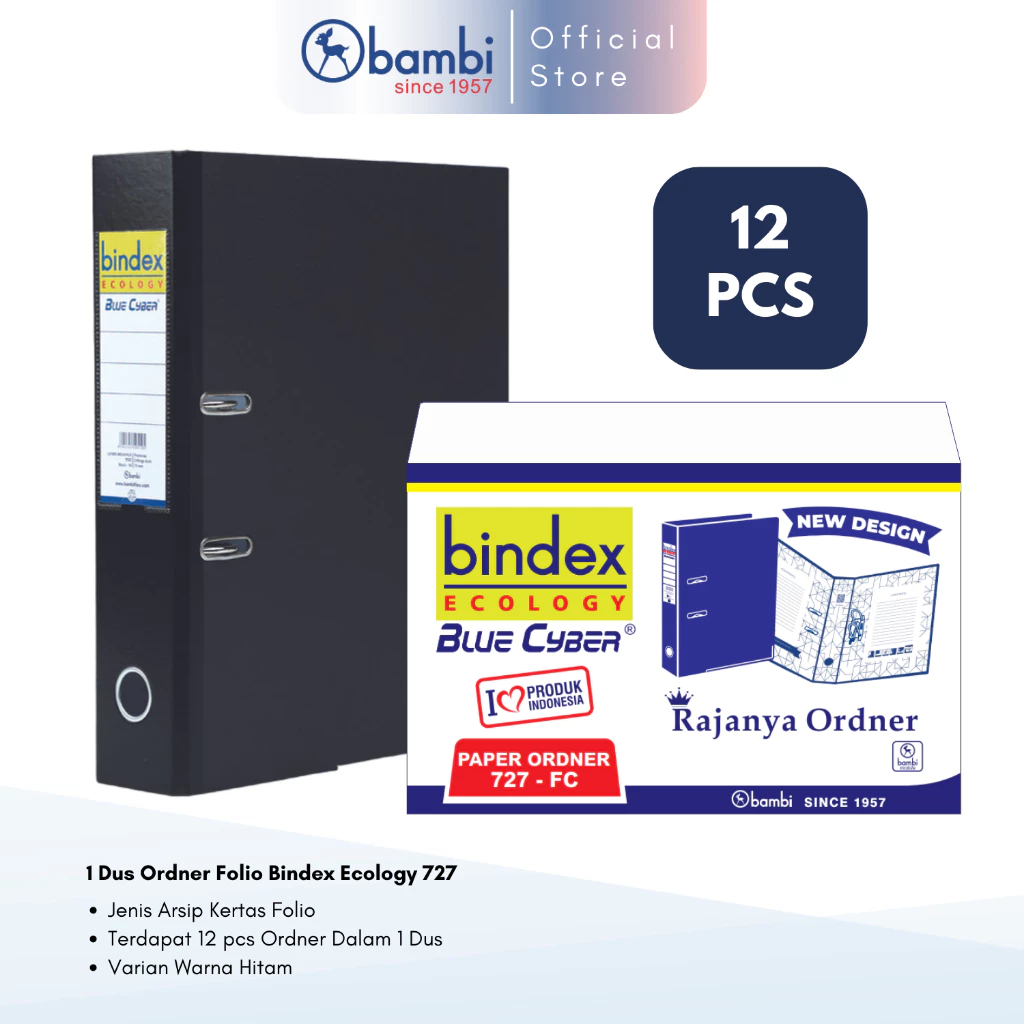 

1 DUS Bindex Ecology Ordner Folio JUMBO SIZE 50 mm Paper Lever Arch File kode 727 - Black