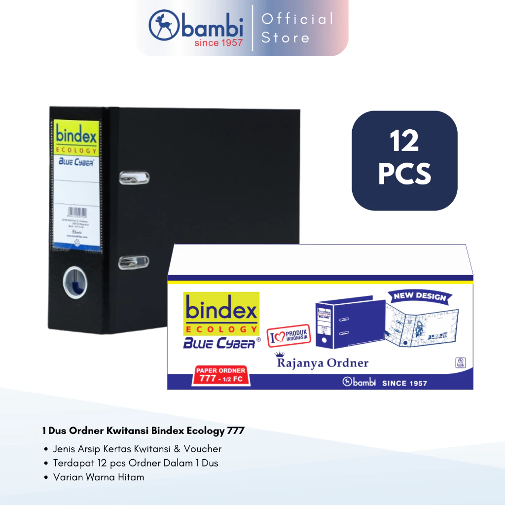 

1 DUS Bindex Ecology Ordner Voucher JUMBO SIZE 75 mm Paper Lever Arch File kode 777 - Black
