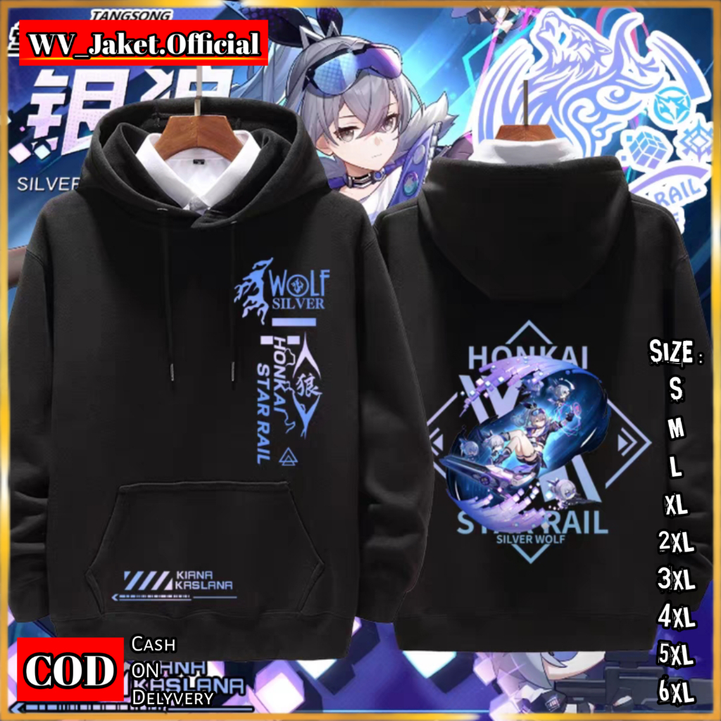 WareVisible Jacket Hoodie Pullover HONKAI WOLF Oversize Korean Style Unisex Jacket Fleece