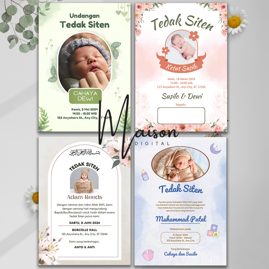 Undangan Tedak Siten + Plastik OPP - Undangan Selapan - Tedak Siten Custom