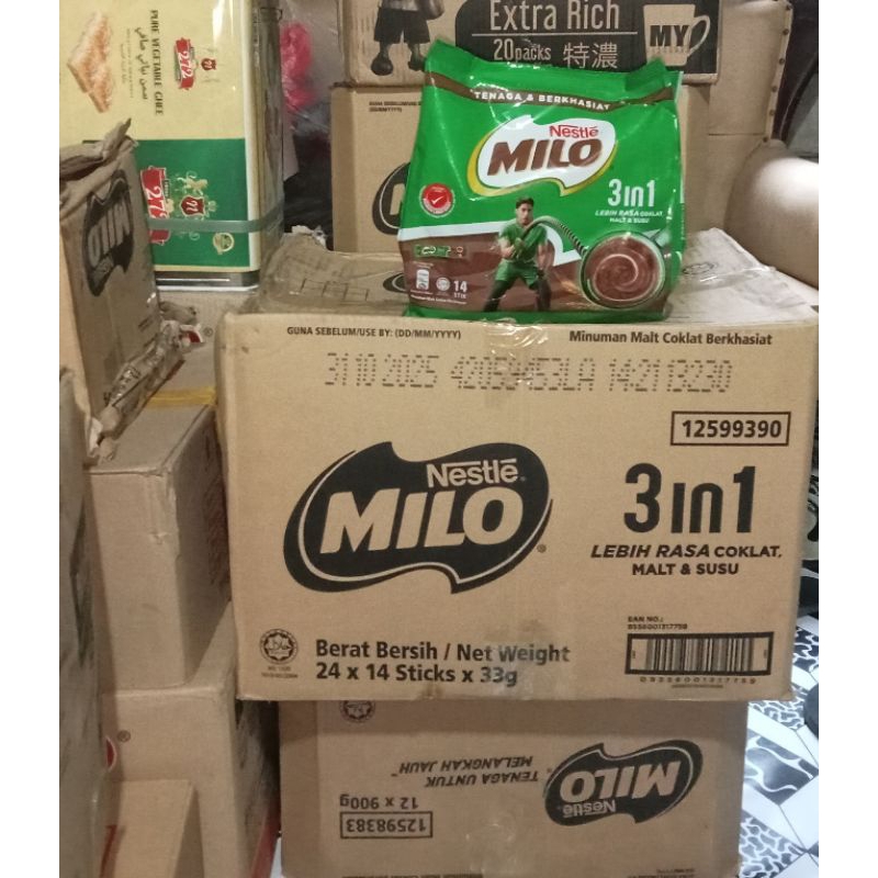 

milo 3in1 malaysia(satu kotak) 14 stik x 33g x 24bks