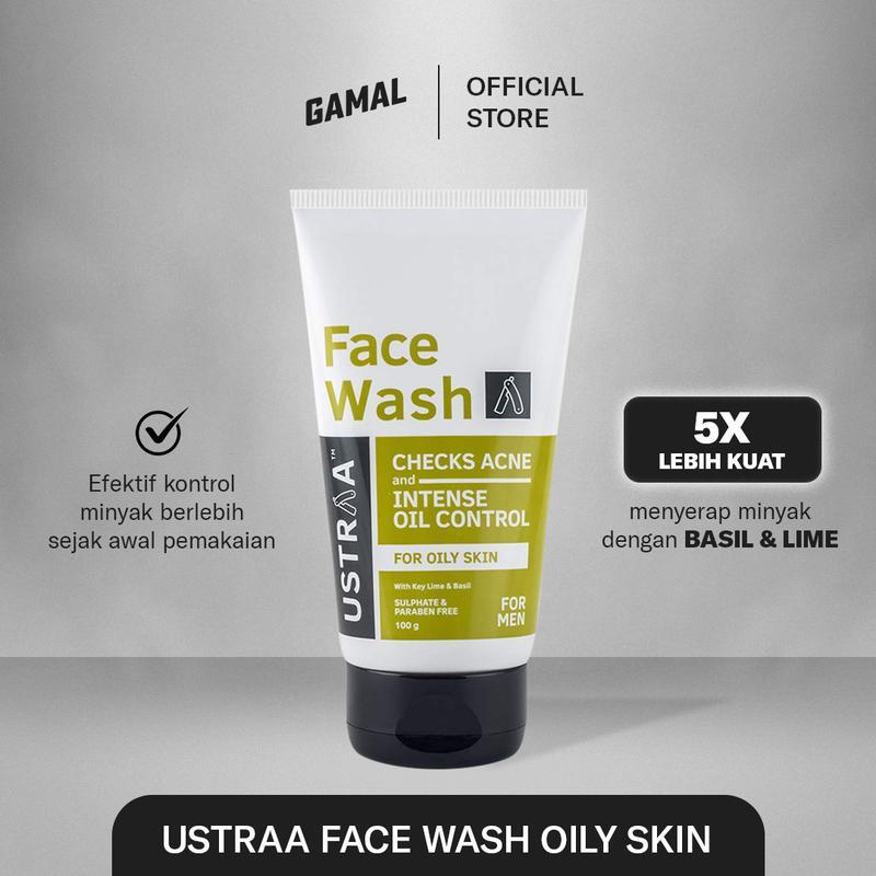 GAMAL | Ustraa Face Wash Oily Skin | 100gr | Sabun Cuci Muka Untuk Wajah Berminyak