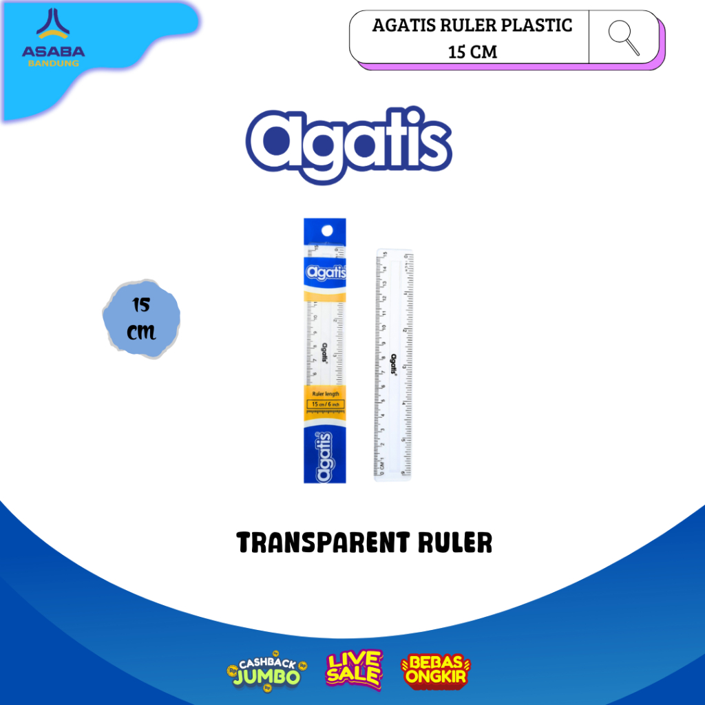 

Asaba Bandung - AGATIS RULER PLASTIC 15CM TRANSPARENT / CLEAR / PENGGARIS