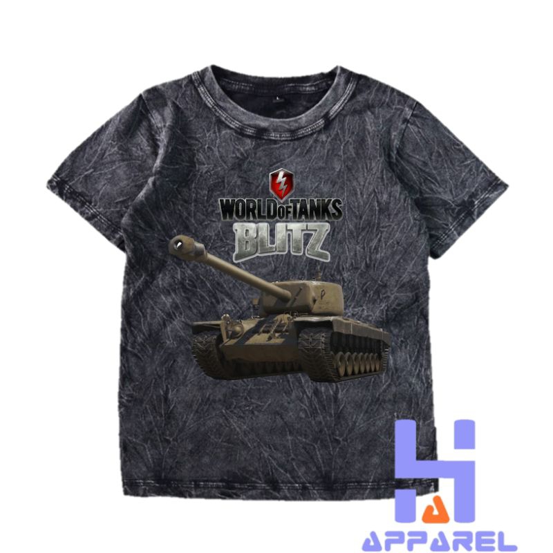 BAJU ANAK KAOS ANAK WASHED MOTIF WORLD OF TANKS BLITZ