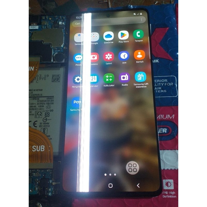 lcd touchscreen Samsung a51 original copotan 100% oled amoled fingerprint on minus garis putih