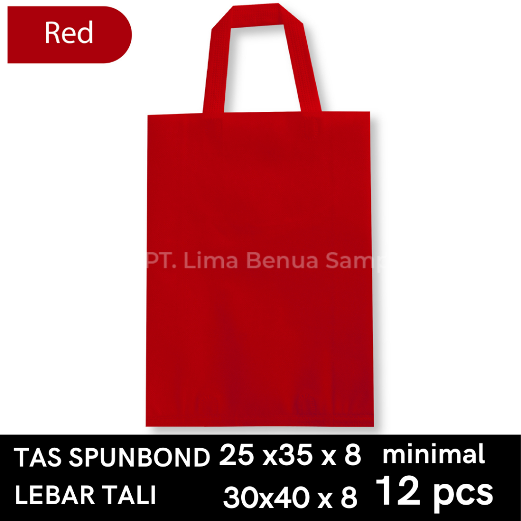 

Tas Spunbond Lebar Tali 25x35x8 - Tas Kain Ramah Lingkungan - Merah