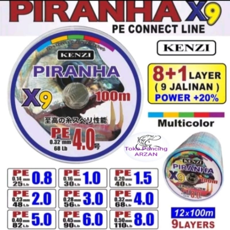 Senar PE / Braid Fishing Line  KENZI PIRANHA X9 100 meter
