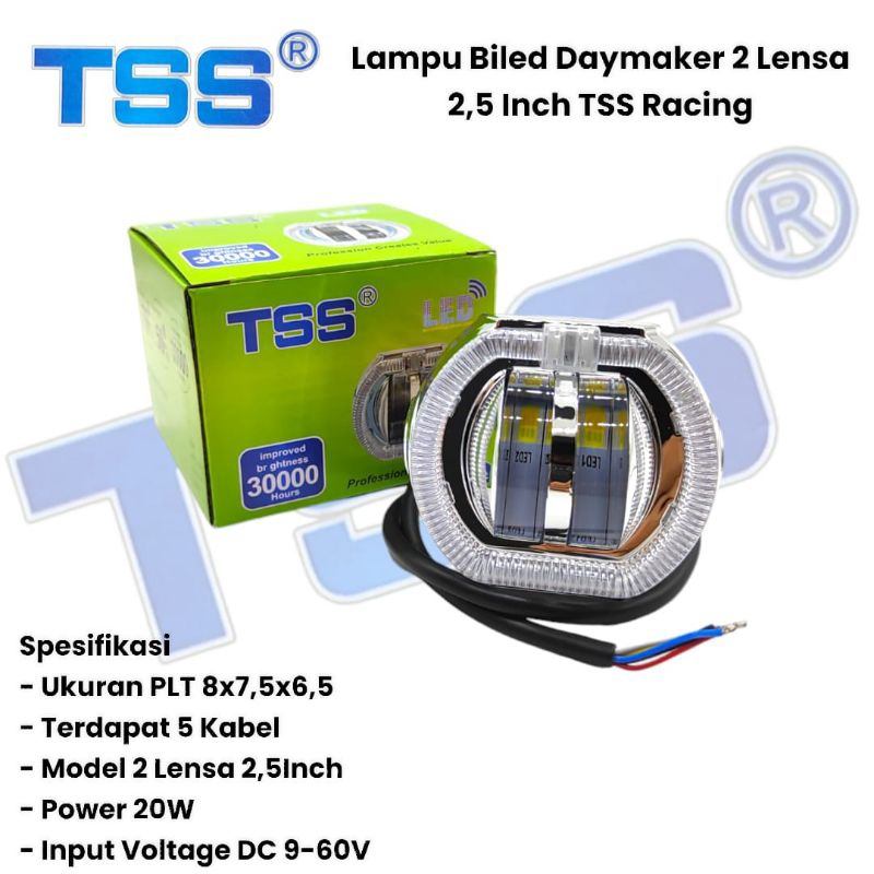 Lampu Tembak Motor Mobil Biled Daymaker Led 2Lensa 2,5inch Cahaya Sorot High Low Super Terang Lampu 