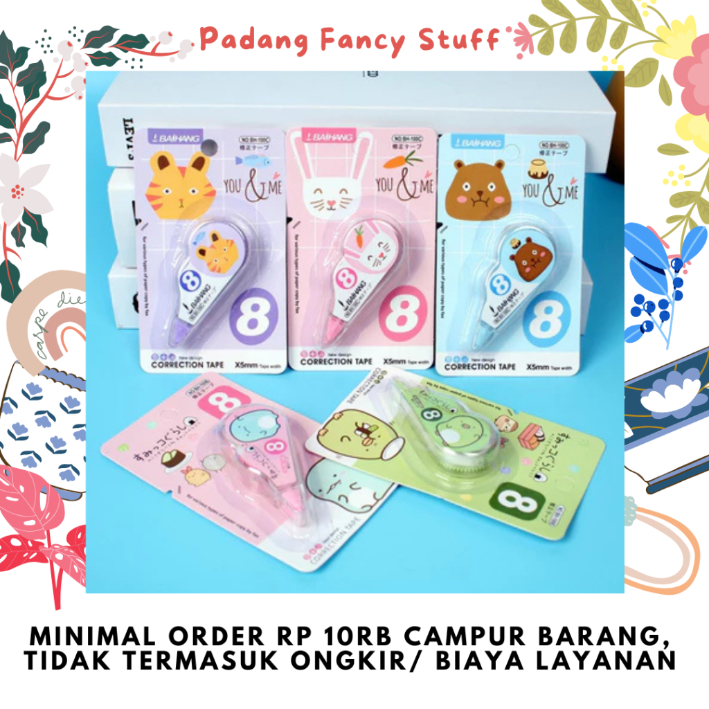 

PFS - 035 Correction Tape Students Stationary School Supplies 8M Multiple Color Tipe-x Karakter Lucu Penghapus PenaTip-ex Kertas Mini