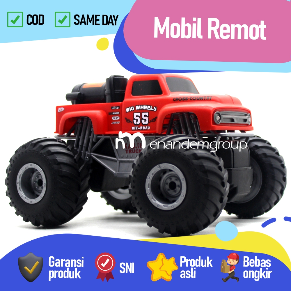 RC Mainan Mobil Remot Kontrol Jeep Monster Truk Buggy Asep Turbo Big Wheel Batre Cas