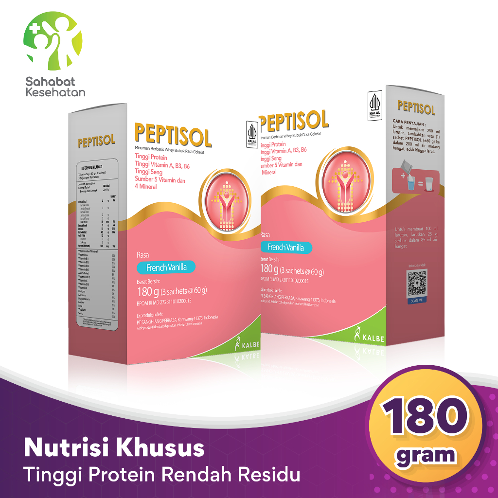 Bundle 2 Box Peptisol (1 Box isi 3 Sachet) - Susu Tinggi Protein Rendah Residu