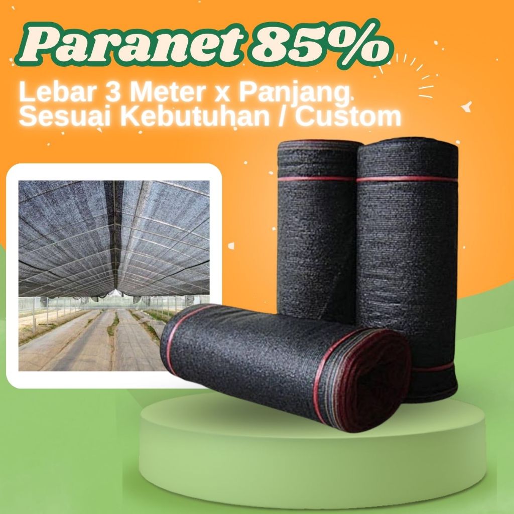 Paranet 85% Lebar 3 Meter  x [ Dijual Per 1 Meter ] / Tirai Penahan Panas / Jaring Hitam Untuk Pened